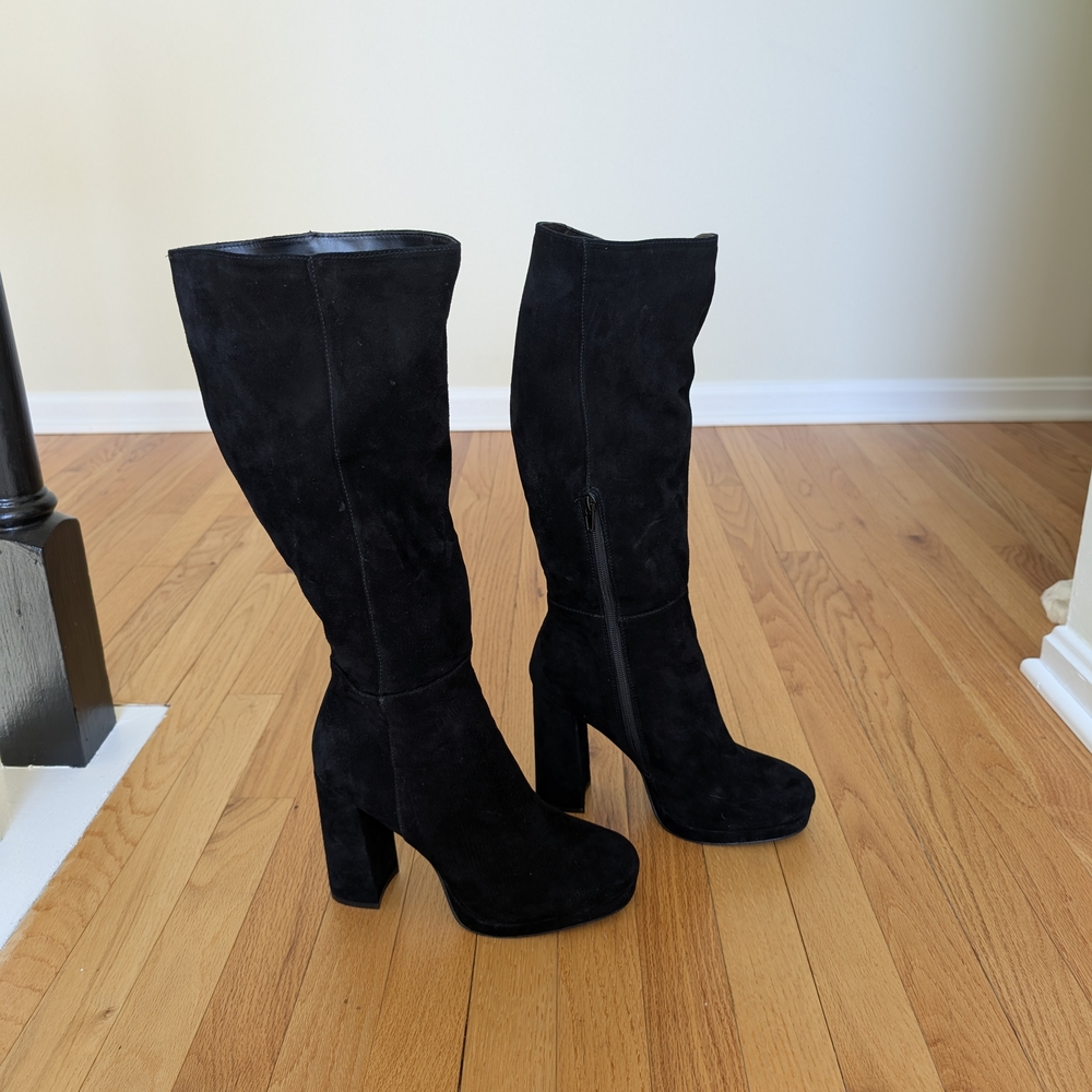 Steve Madden Black Heeled Knee-High Boots
